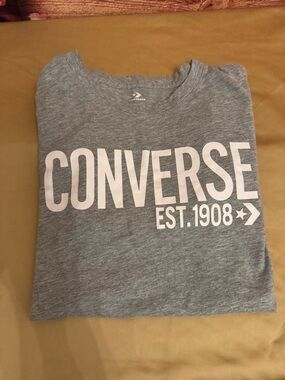 Converse Gray Heather Logo Tee with White Print